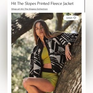 Free people hit the slopes printed fleece jacket-size medium